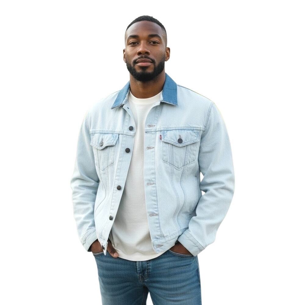 Levi’s Vintage 90s Washed Out Blue Light Denim Trucker Jacket-Men’s Large